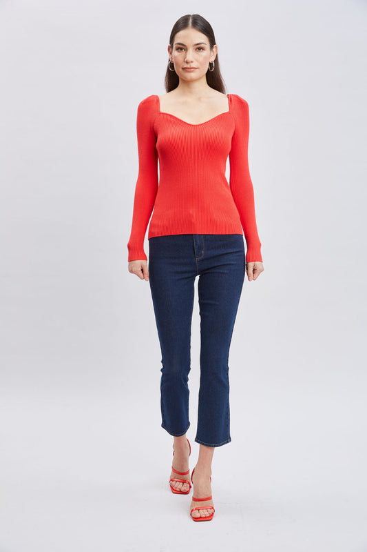 Women Contour Neck Rib Sweater  | Elie Tahari