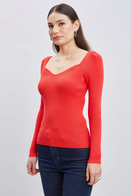 Women Contour Neck Rib Sweater  | Elie Tahari
