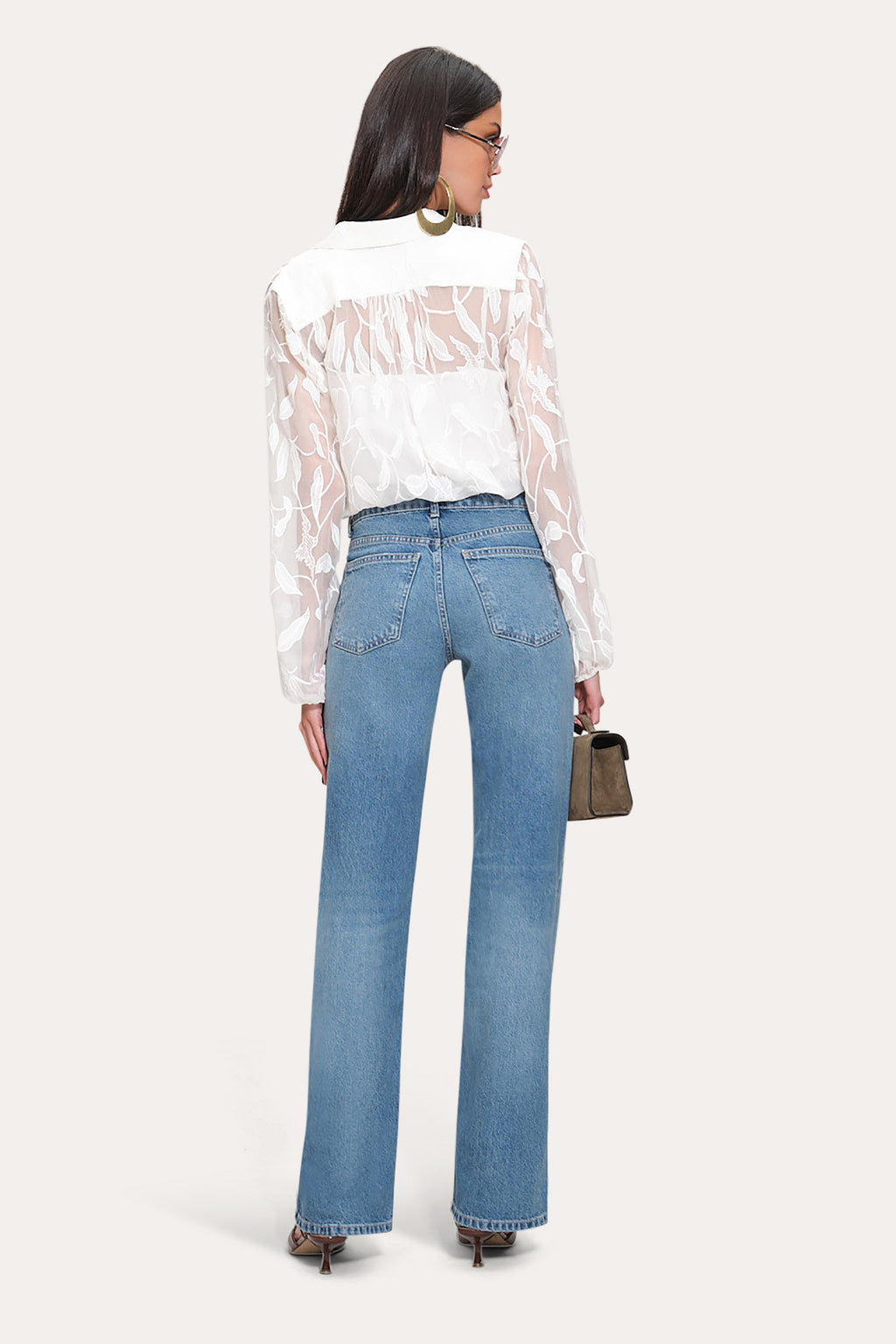 Women Embroidered Chiffon Shirt Pearl | Elie Tahari