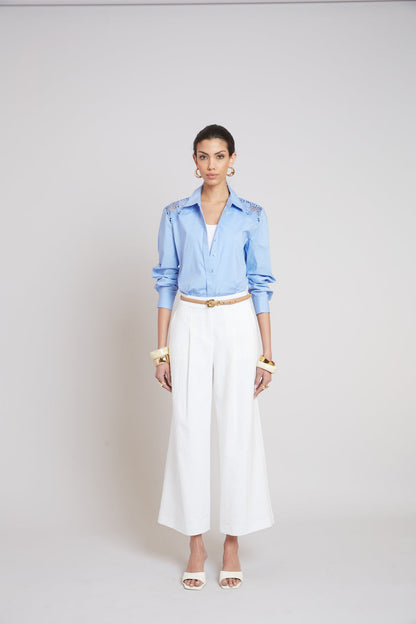 Women Embroidered Cotton Shirt  | Elie Tahari