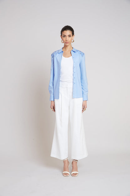 Women Embroidered Cotton Shirt  | Elie Tahari