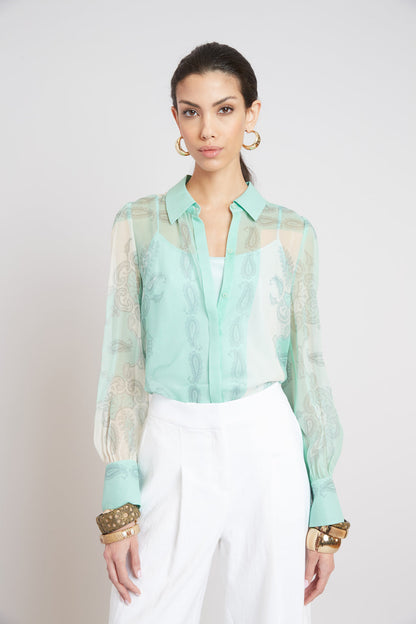 Women Silk Scarf Print Shirt  | Elie Tahari