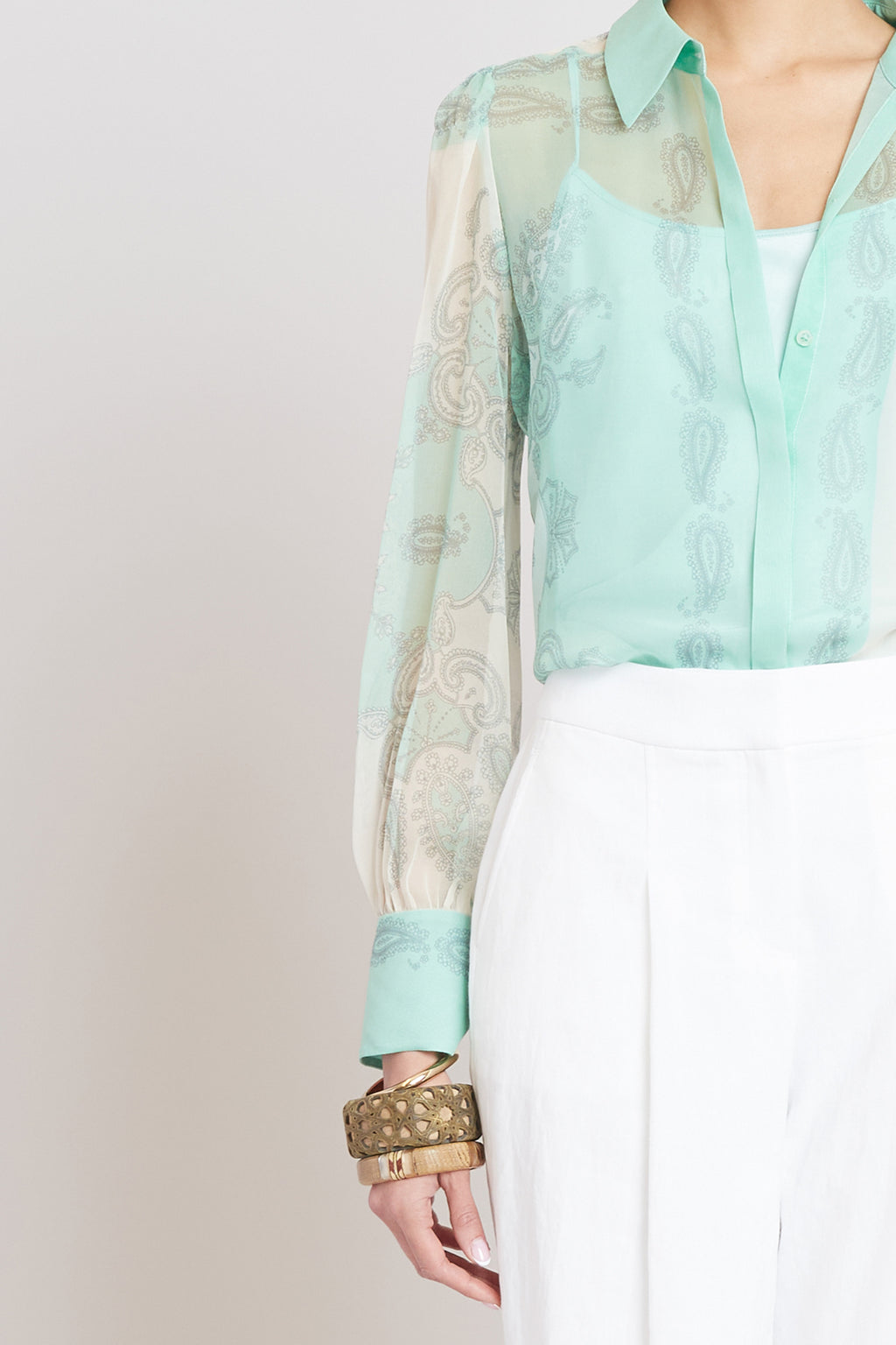 Women Silk Scarf Print Shirt  | Elie Tahari