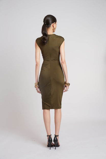 Women Ruched Jersey Dress Olive | Elie Tahari