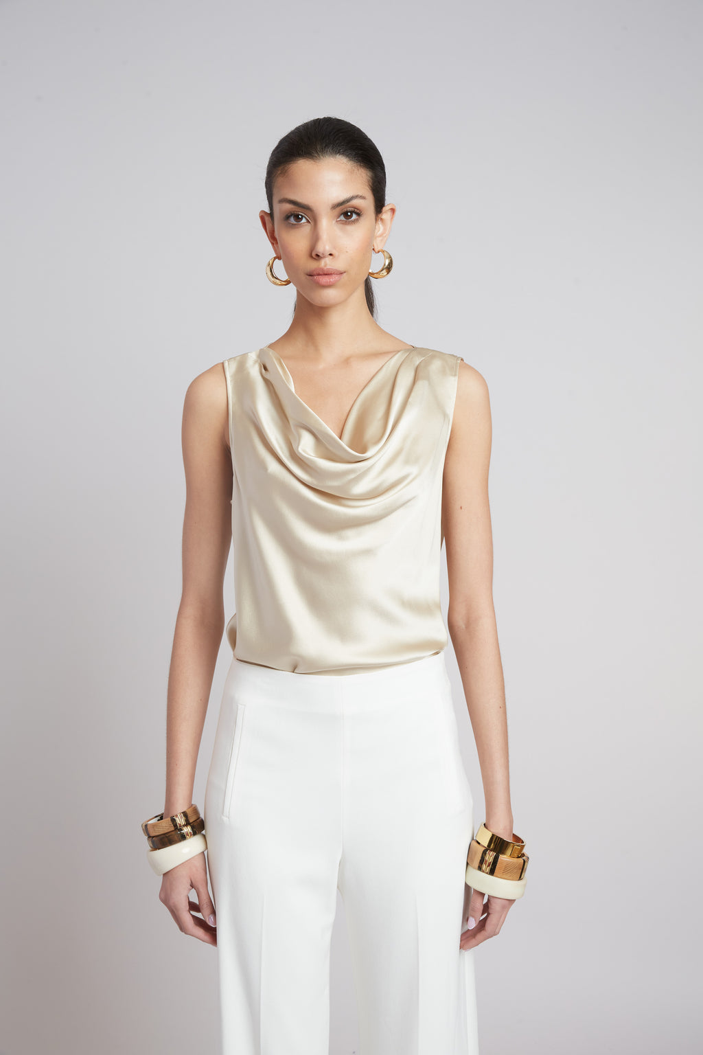 Women Silk Cowl Neck Top  | Elie Tahari