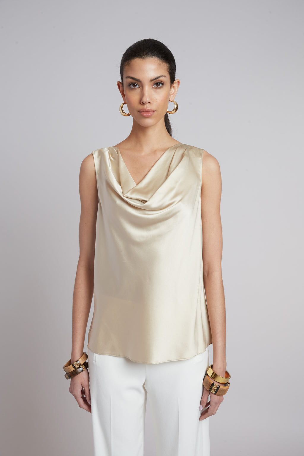 Women Silk Cowl Neck Top  | Elie Tahari