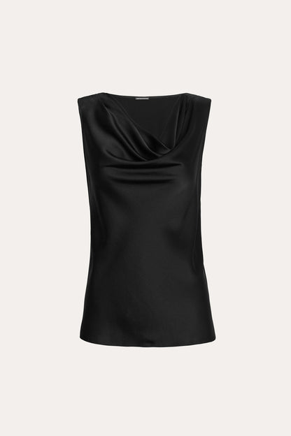 Women Silk Cowl Neck Top Black | Elie Tahari