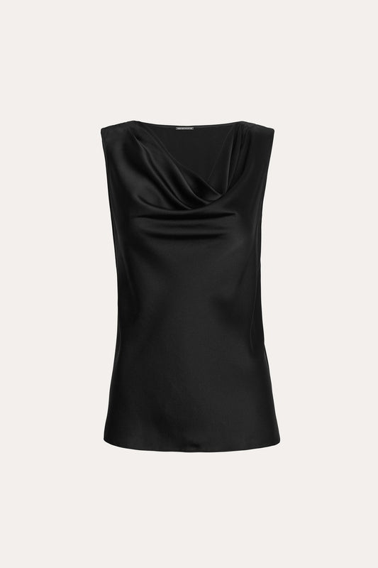 Women Silk Cowl Neck Top Black | Elie Tahari