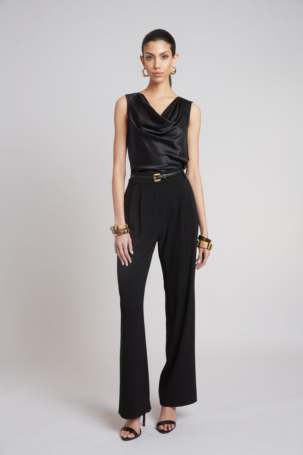 Women Silk Cowl Neck Top Black | Elie Tahari