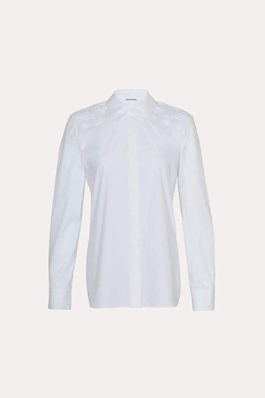 Women Embroidered Cotton Shirt White | Elie Tahari