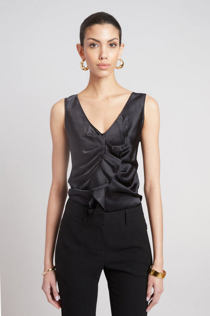 Women Silk Cascade Top Black | Elie Tahari