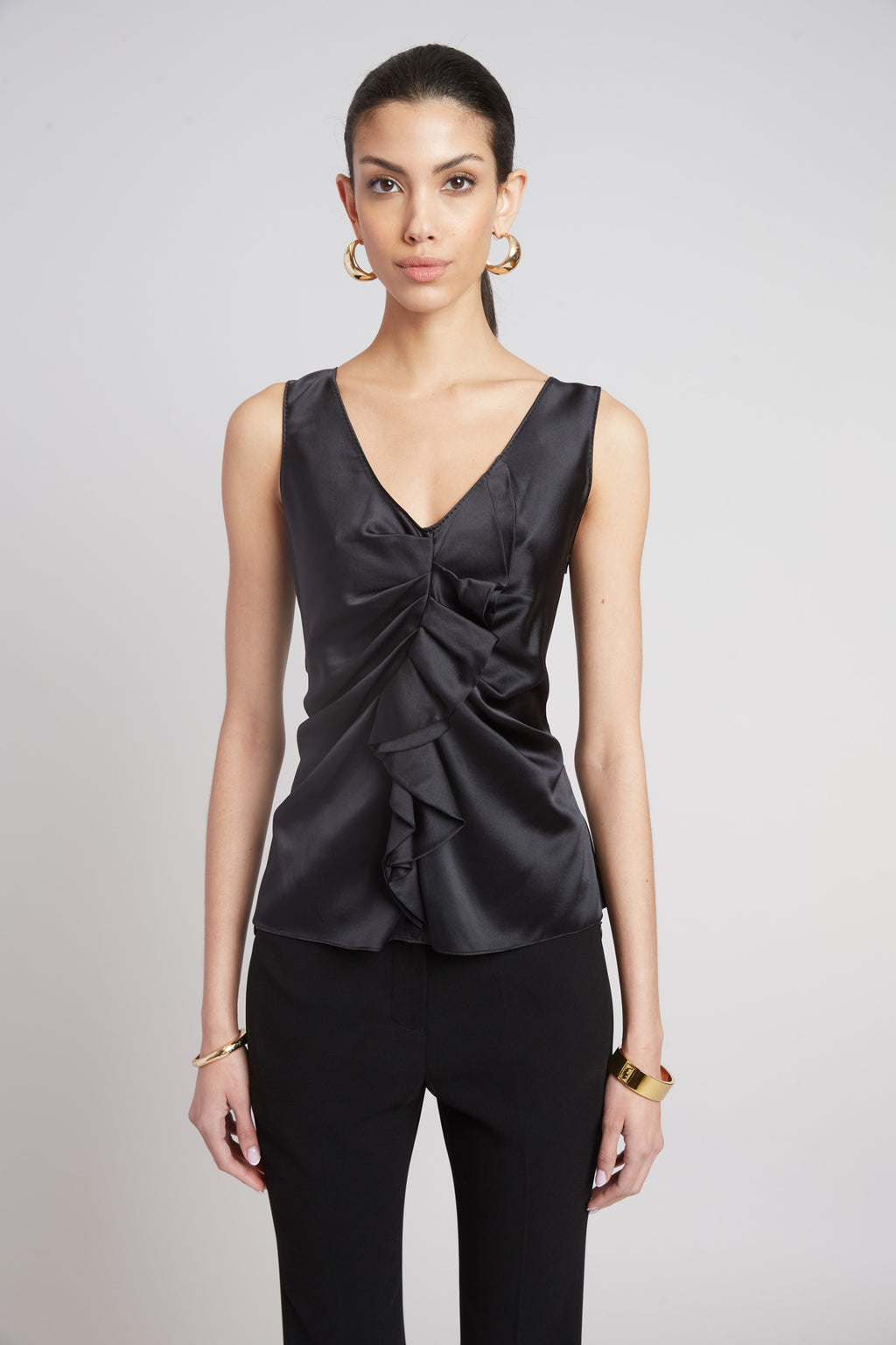 Women Silk Cascade Top Black | Elie Tahari