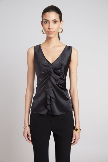 Women Silk Cascade Top Black | Elie Tahari