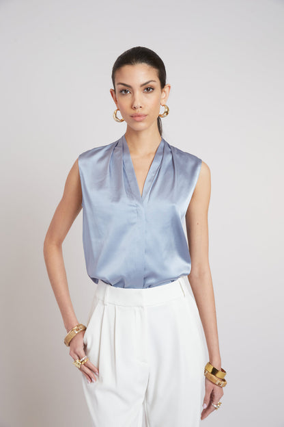 Women Sleeveless Silk Button Down Shirt  | Elie Tahari