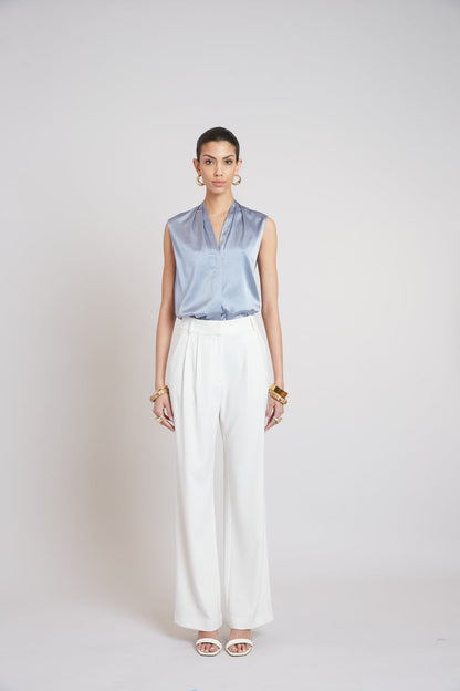 Women Sleeveless Silk Button Down Shirt  | Elie Tahari