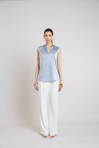 Women Sleeveless Silk Button Down Shirt  | Elie Tahari