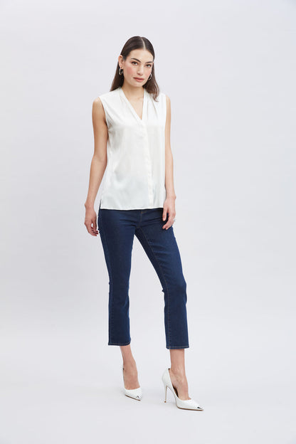 Women Sleeveless Silk Button Down Shirt  | Elie Tahari