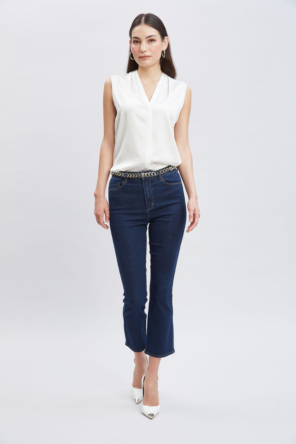 Women Sleeveless Silk Button Down Shirt  | Elie Tahari