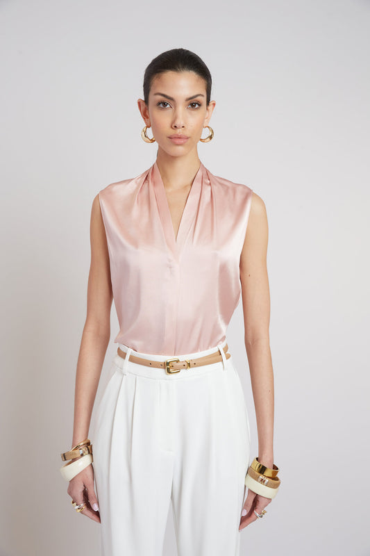 Women Sleeveless Silk Button Down Shirt  | Elie Tahari