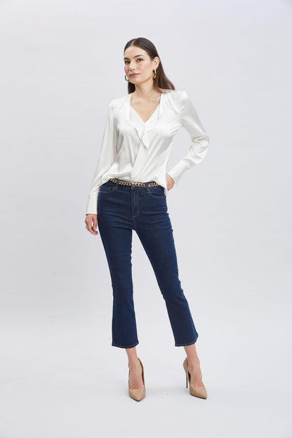 Women Silk Satin Contour Ruffle Shirt  | Elie Tahari