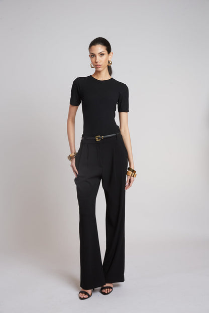 Women Classic Rib Tee Black | Elie Tahari