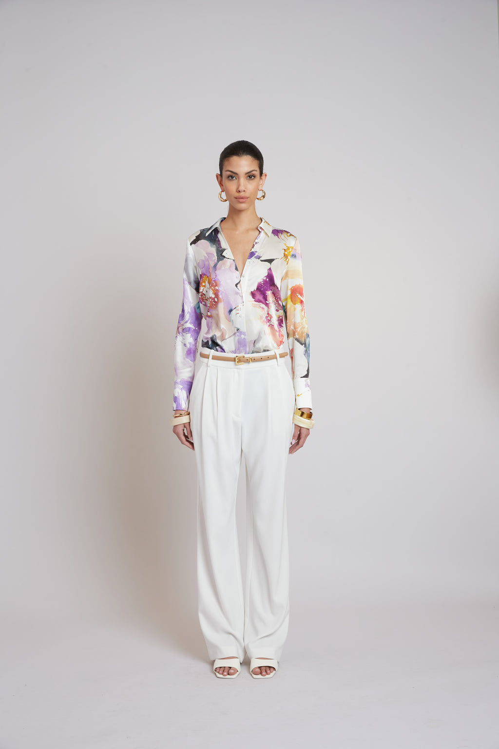 Women Silk Satin Bloom Shirt  | Elie Tahari