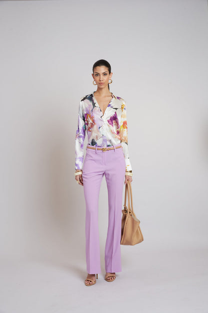 Women Silk Satin Bloom Shirt  | Elie Tahari