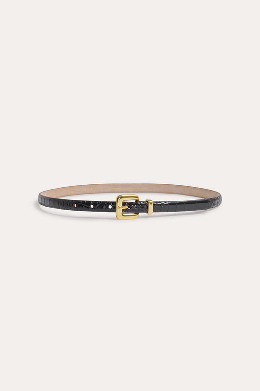 Women Reese Croco Belt Black-Gold | Elie Tahari