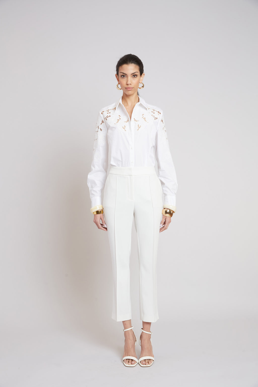 Women Openwork Cotton Shirt  | Elie Tahari