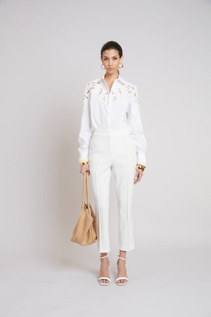 Women Openwork Cotton Shirt  | Elie Tahari