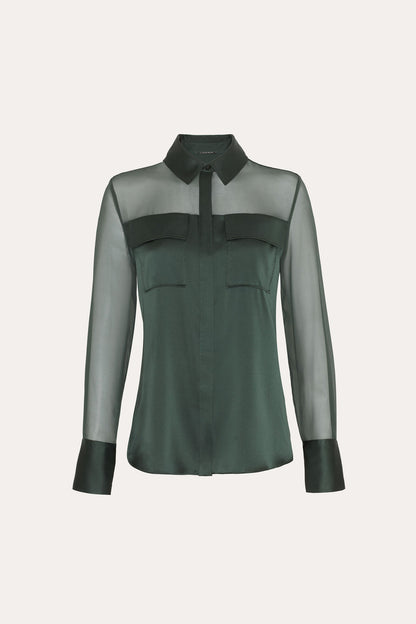 Women Bia Silk Blouse Dark Willow | Elie Tahari