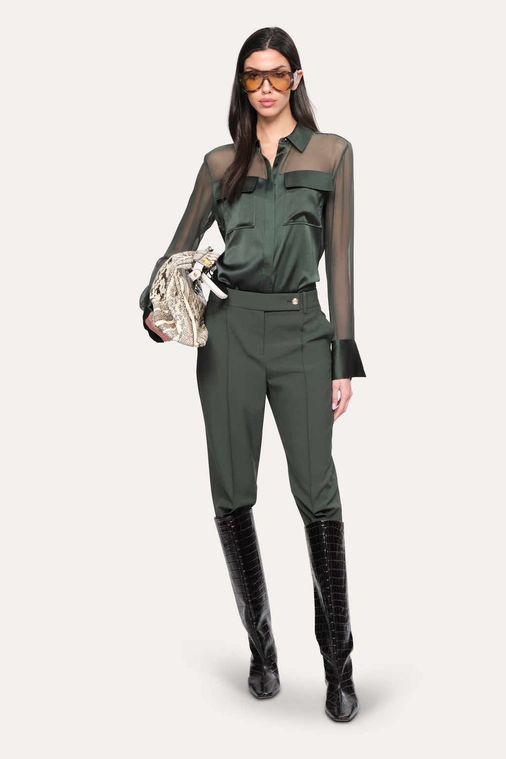 Women Bia Silk Blouse Dark Willow | Elie Tahari