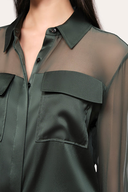 Women Bia Silk Blouse Dark Willow | Elie Tahari