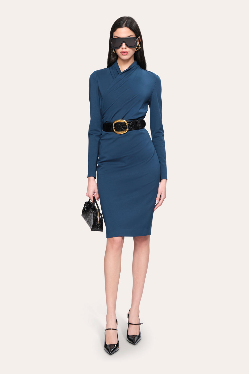 Women Margaux Ruched Dress Deep Teal | Elie Tahari