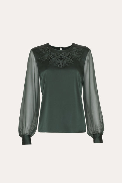 Women Olivia Silk Blouse Dark Willow | Elie Tahari