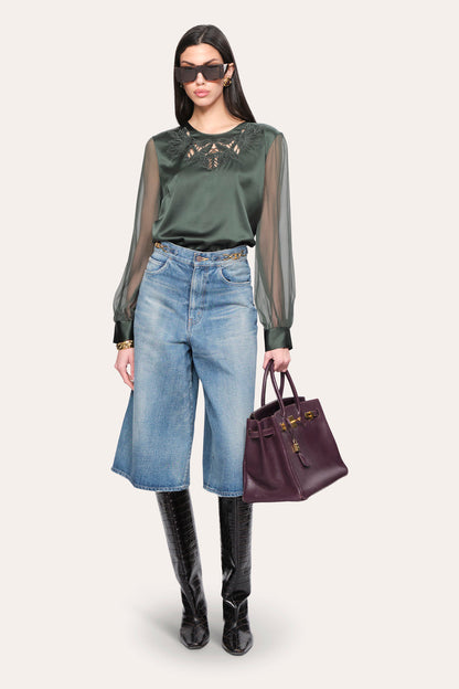Women Olivia Silk Blouse Dark Willow | Elie Tahari