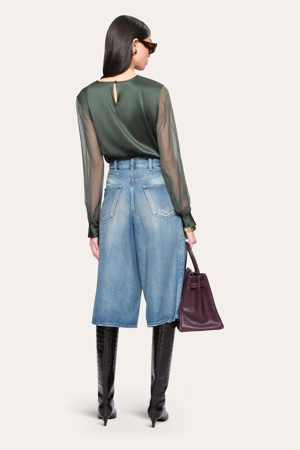 Women Olivia Silk Blouse Dark Willow | Elie Tahari