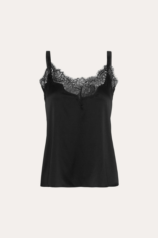Women Lace Trim Camisole Black | Elie Tahari