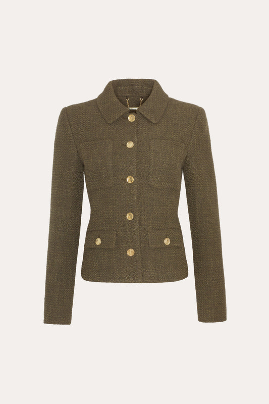 Women Ella Tweed Jacket Olive | Elie Tahari