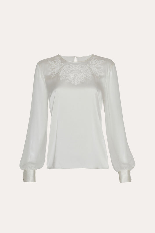 Women Olivia Silk Blouse Fresh Pearl | Elie Tahari