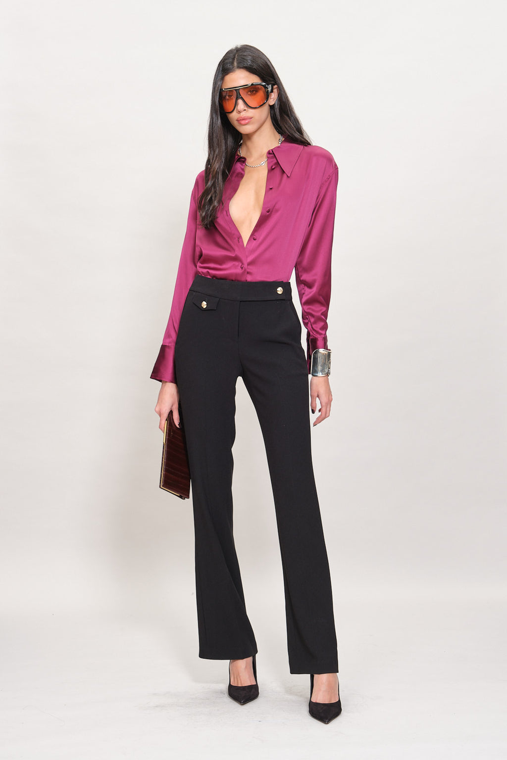 Women Silk Button Down Shirt  | Elie Tahari