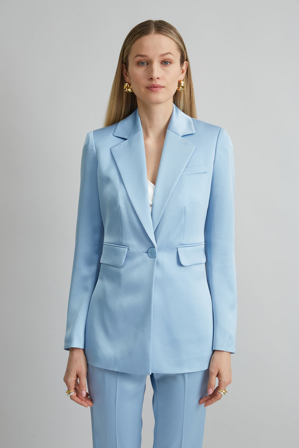 Women Satin Side Slit Blazer  | Elie Tahari