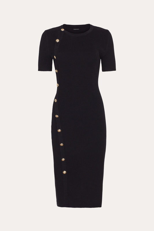 Women Bella Ribbed Dress Black | Elie Tahari