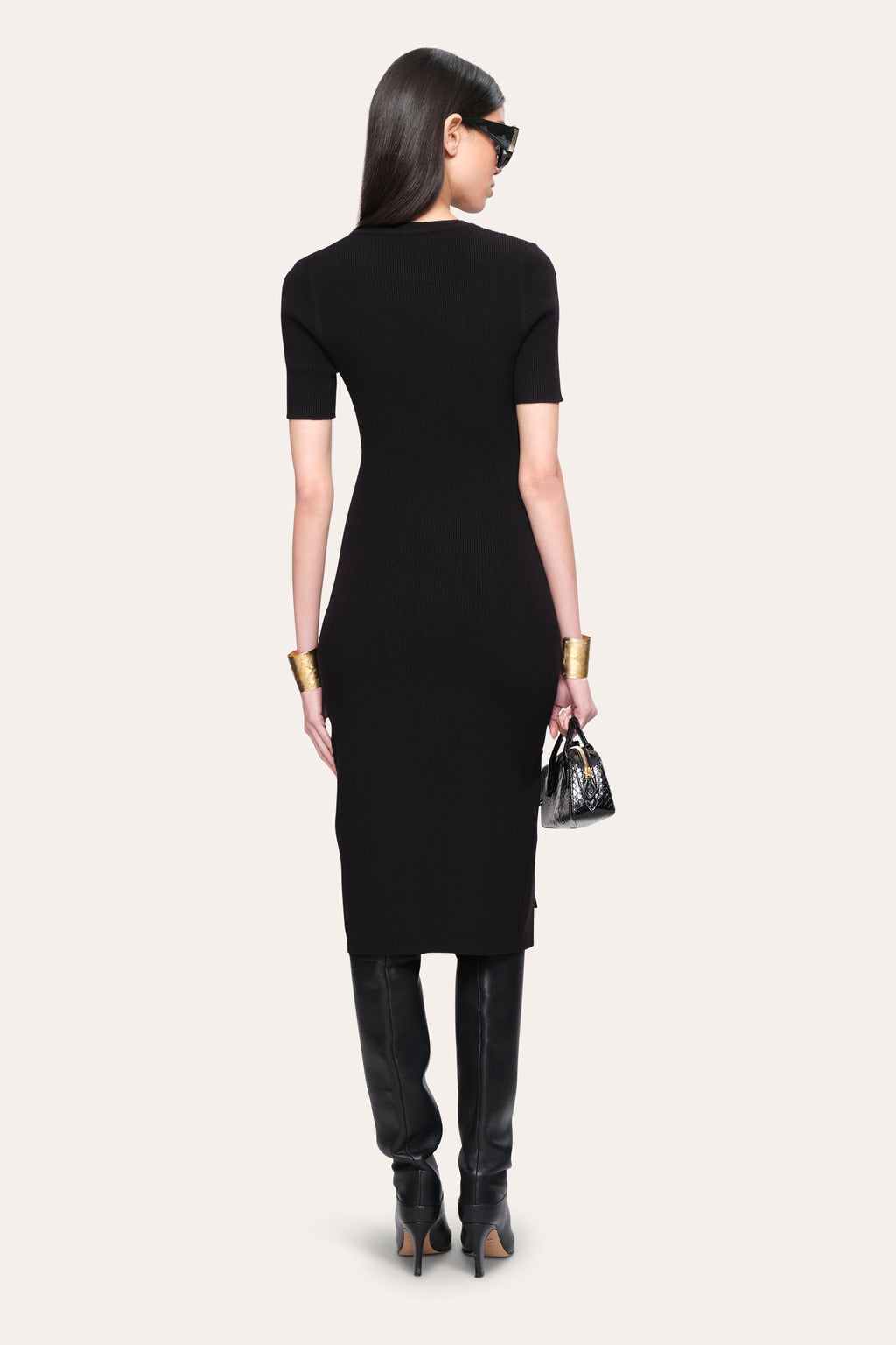 Women Bella Ribbed Dress Black | Elie Tahari
