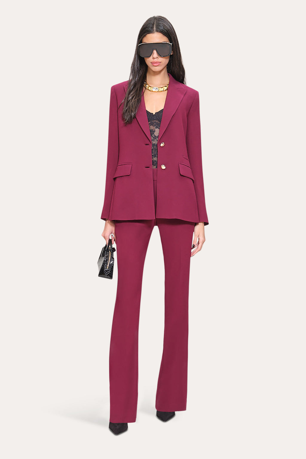 Women Double Button Blazer Mulberry | Elie Tahari
