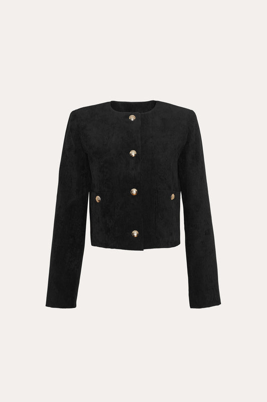 Women Cropped Corduroy Jacket Black | Elie Tahari