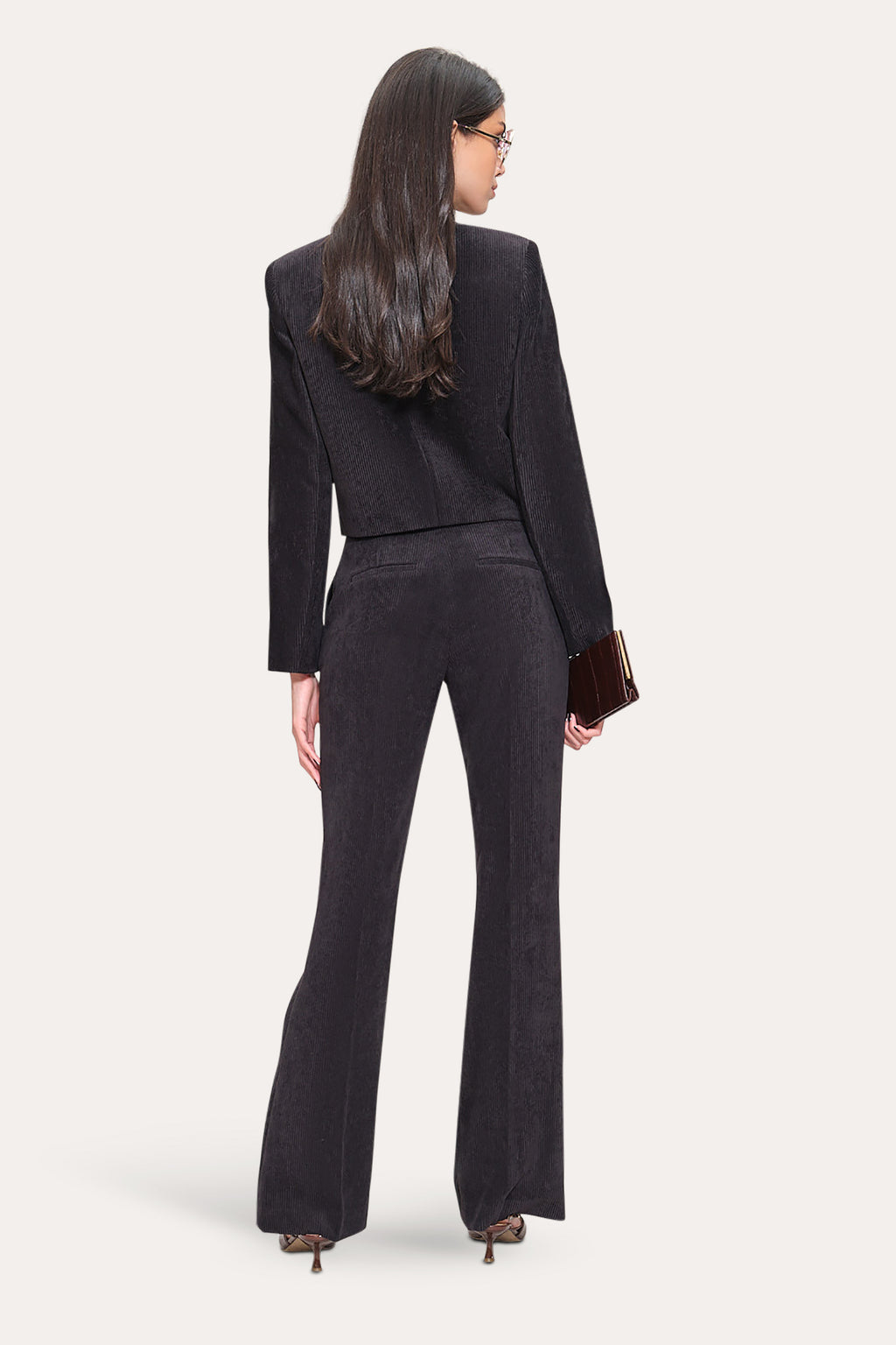 Women Cropped Corduroy Jacket Black | Elie Tahari