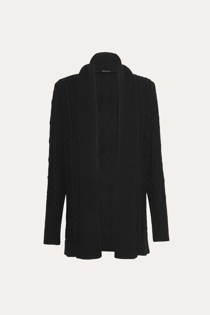 Women Cable Knit Cardigan Black | Elie Tahari
