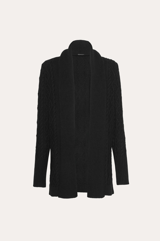 Women Cable Knit Cardigan Black | Elie Tahari