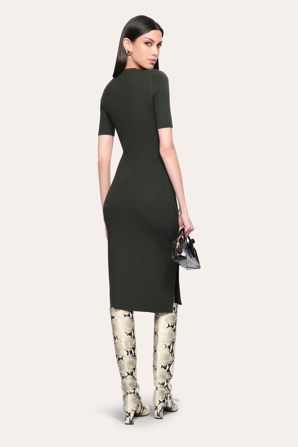 Women Bella Ribbed Dress Dark Willow | Elie Tahari